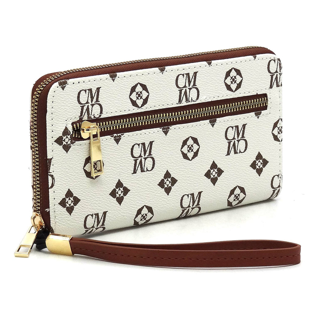 CS022 Monogram Accordion Card Holder Wallet Wristlet: BR/TN