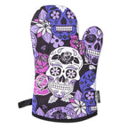Sugar Skull Purple Oven Mitts And Potholder Set