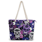 Skullistic Sugar Skull Purple Shoulder Beach Bag