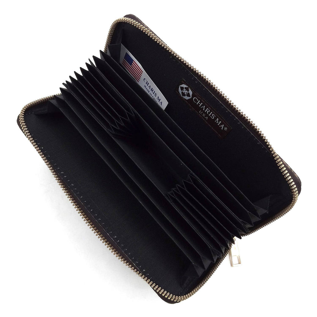 CS022 Monogram Accordion Card Holder Wallet Wristlet: BR/TN