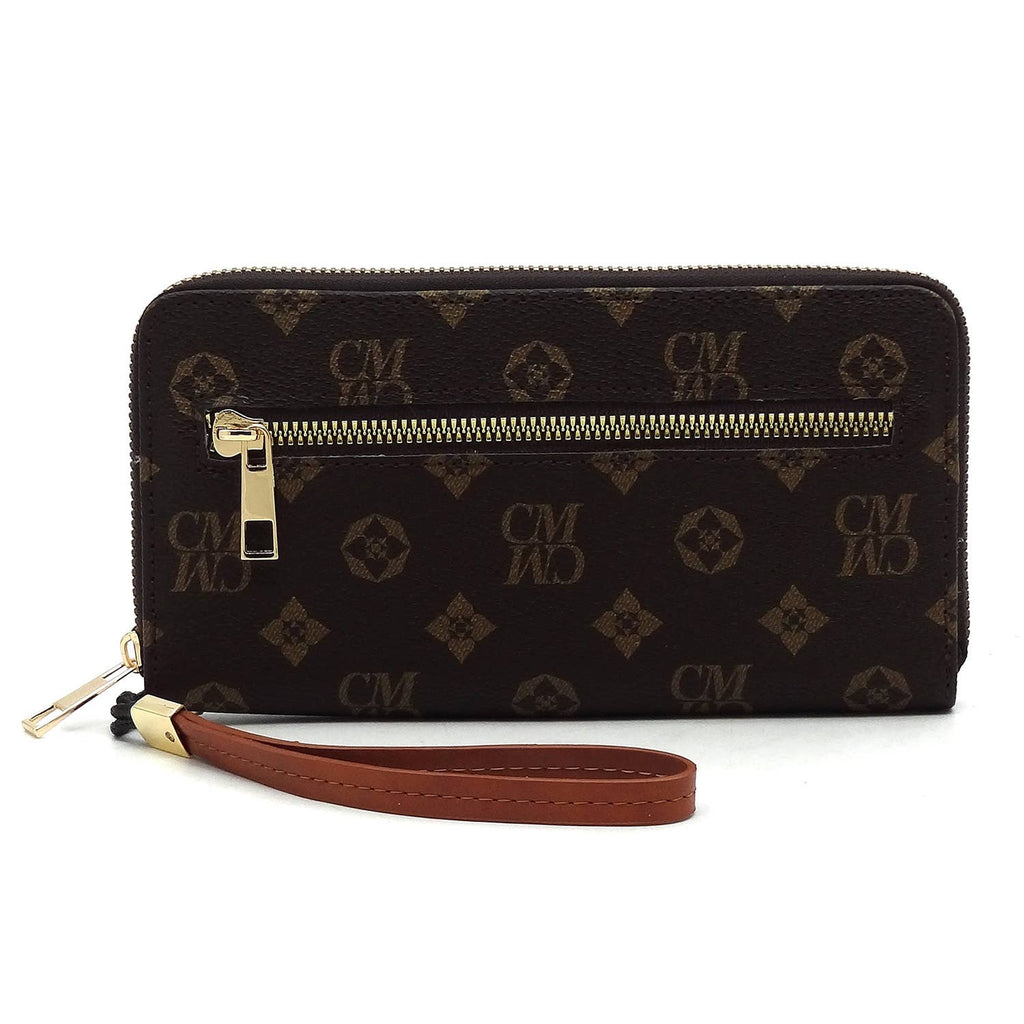 CS022 Monogram Accordion Card Holder Wallet Wristlet: BR/TN