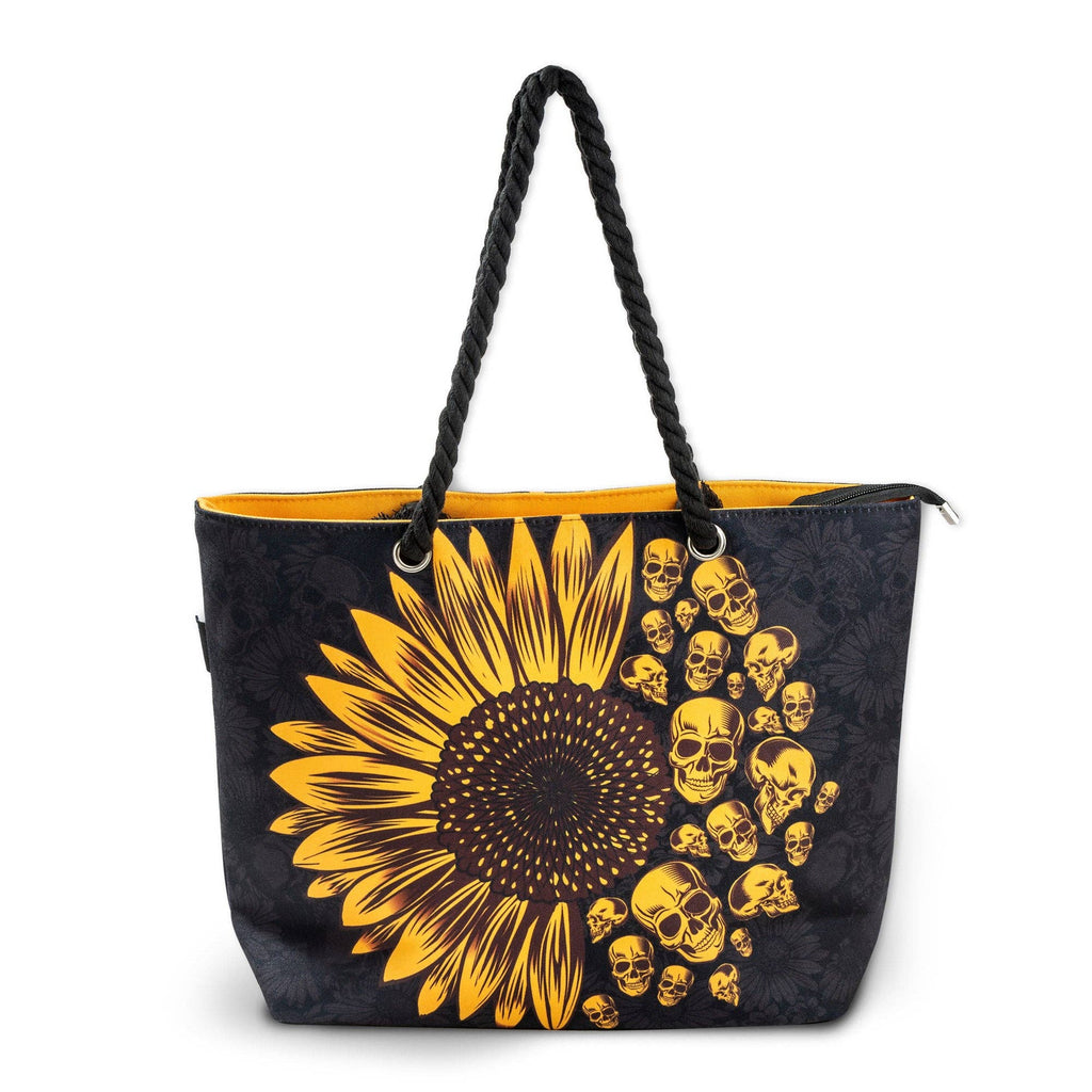 Skullistic Sunflower Skulls Shoulder Beach Bag