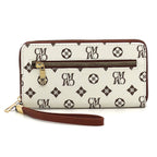 CS022 Monogram Accordion Card Holder Wallet Wristlet: BR/TN