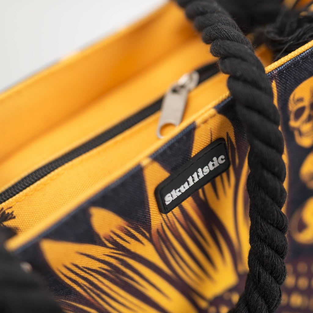 Skullistic Sunflower Skulls Shoulder Beach Bag