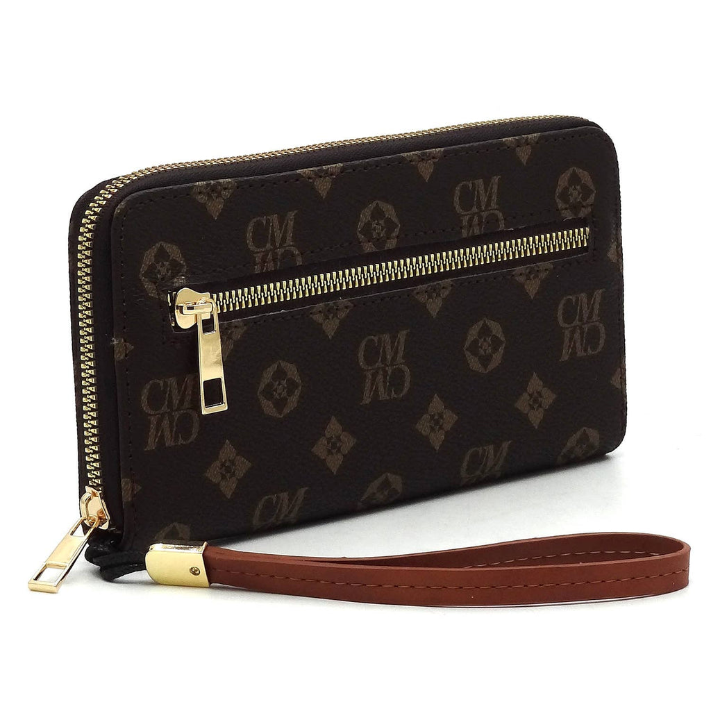 CS022 Monogram Accordion Card Holder Wallet Wristlet: BR/TN