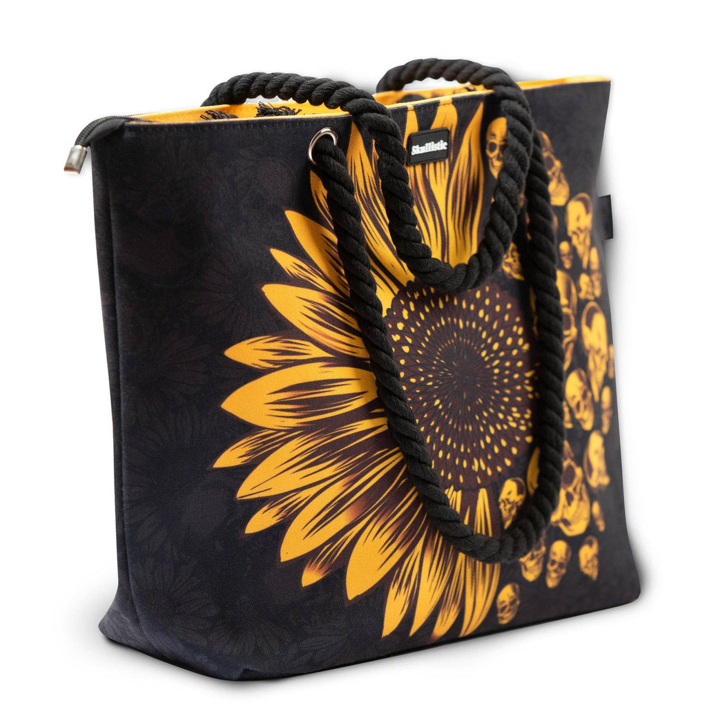 Skullistic Sunflower Skulls Shoulder Beach Bag